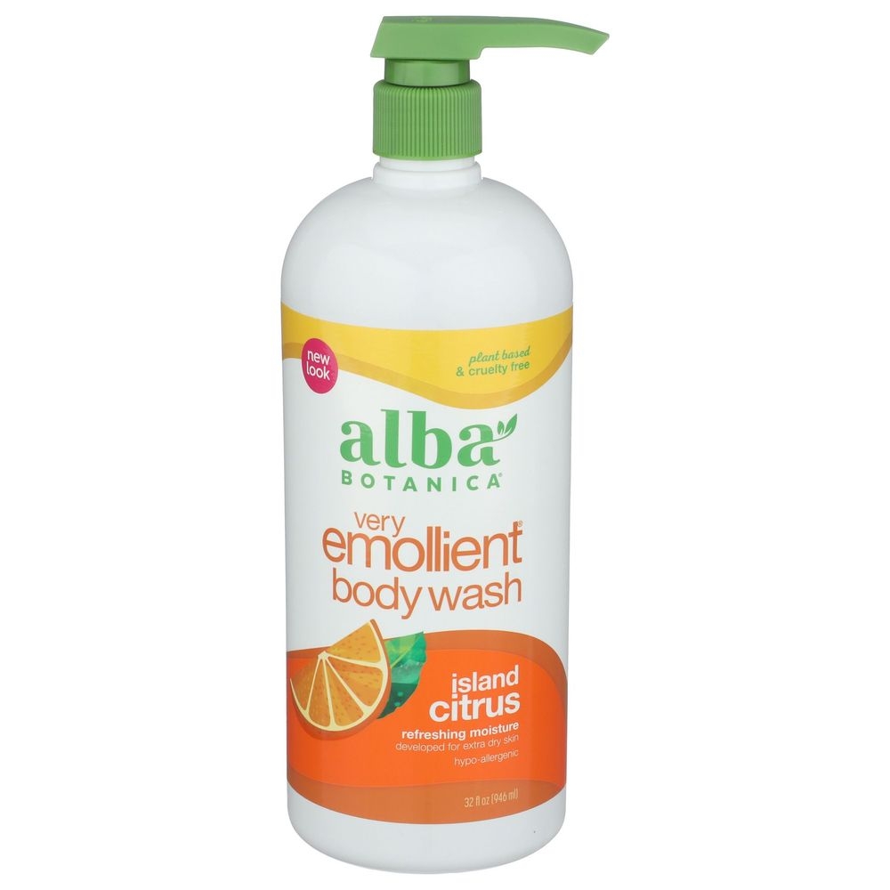 Alba Botanica Island Citrus Very Emollient Bath and Shower Gel, 32 Ounce