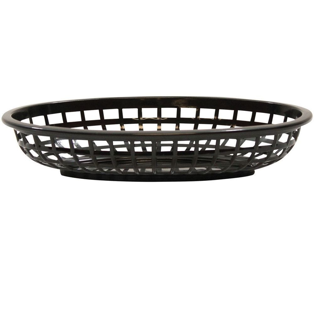 Tablecraft Black Plastic Classic Oval Basket, 9.375 x 6.25 x 1.875 inch -- 36 per case