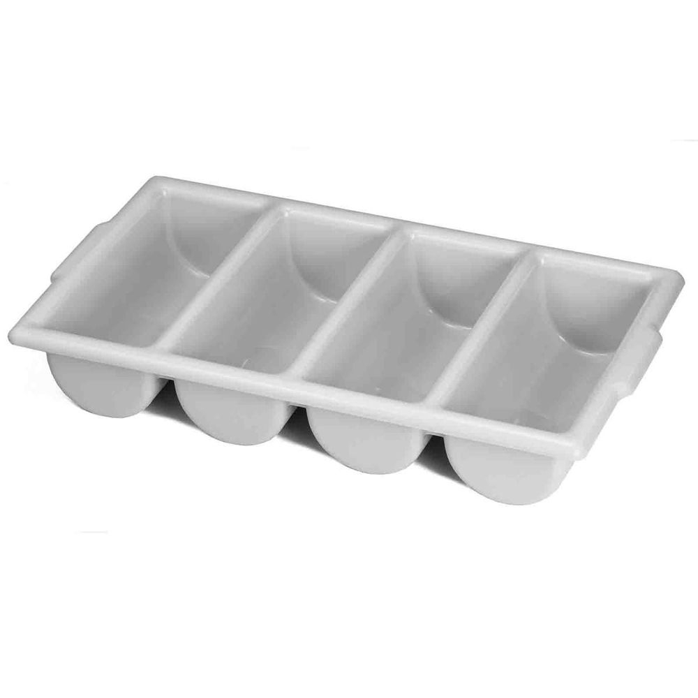Tablecraft Polyethylene Gray 4 Compartment Cutlery Bin, 21.75 x 11.75 x 3.75 inch -- 12 per case