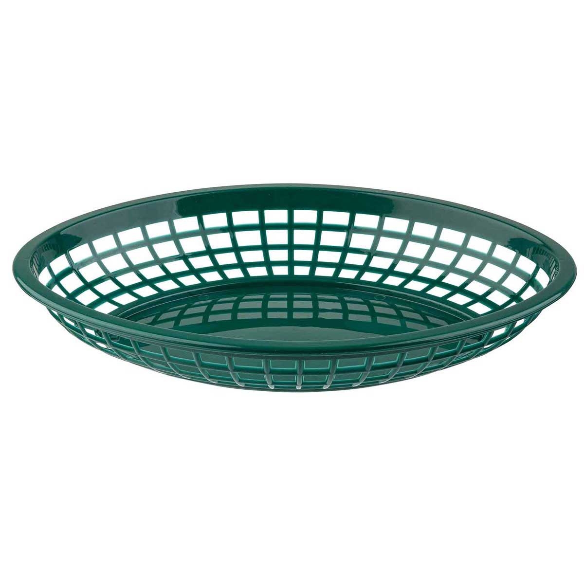 Tablecraft Polypropylene Forest Green Jumbo Oval Plastic Basket, 11.75 x 9 x 1.875 inch -- 36 per case