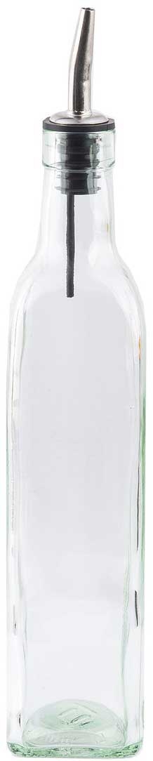 Tablecraft Prima Collection Green Tinted Oil and Vinegar Bottle with Stainless Steel Pourer, 16 Ounce 599P -- 12 per case