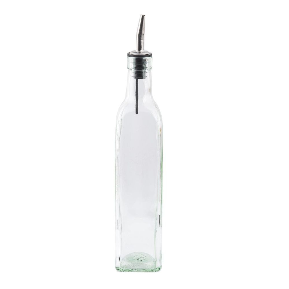 Tablecraft Prima Collection Green Tinted Oil and Vinegar Bottle with Stainless Steel Pourer, 16 Ounce Capacity -- 12 per case