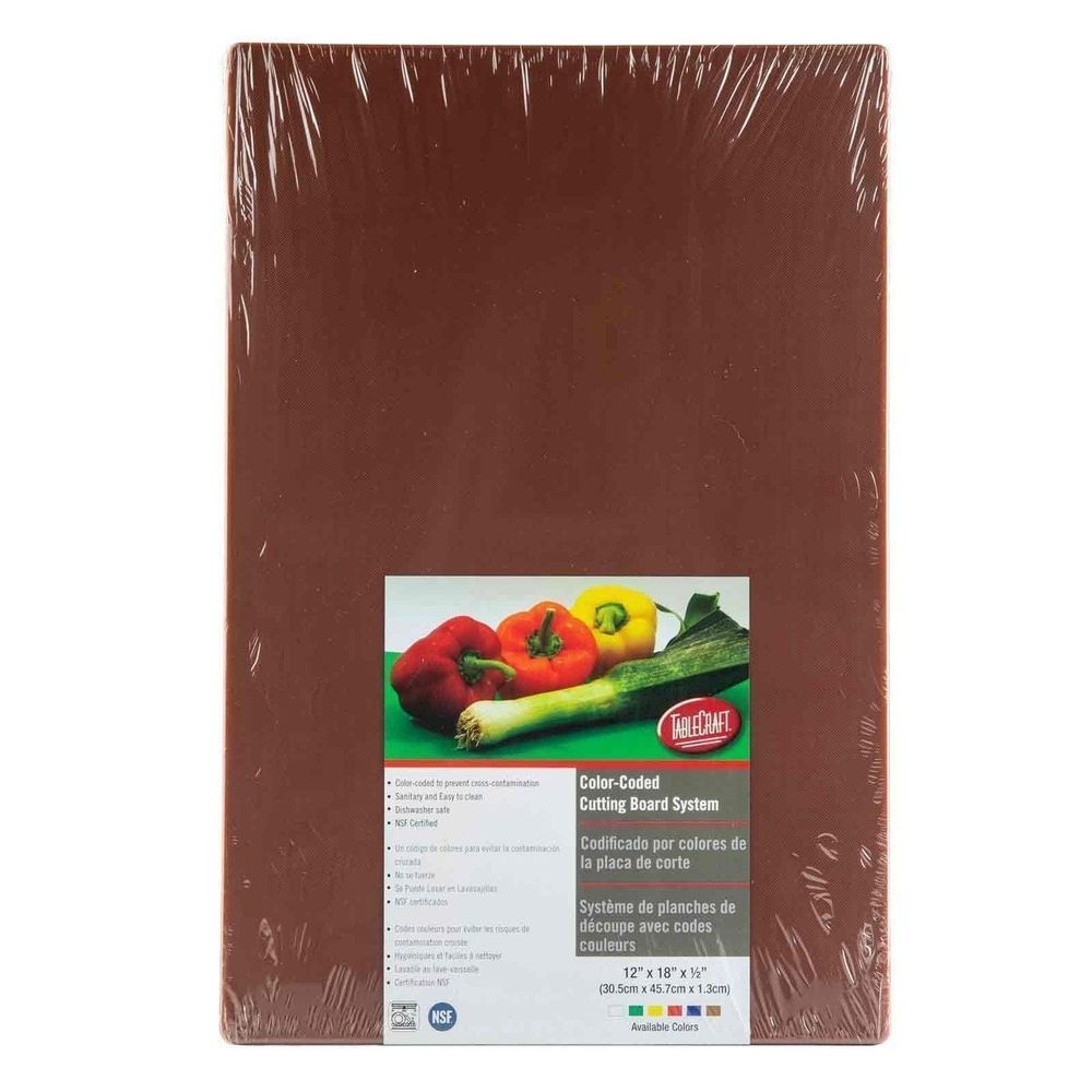 Tablecraft Brown Polyethylene Rectangular Cutting Board, 18 x 12 x 0.5 inch
