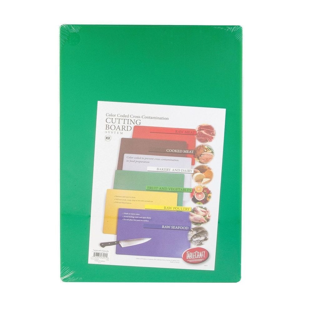 Tablecraft Polyethylene Green Rectangular Cutting Board, 20 x 15 x 0.5 inch
