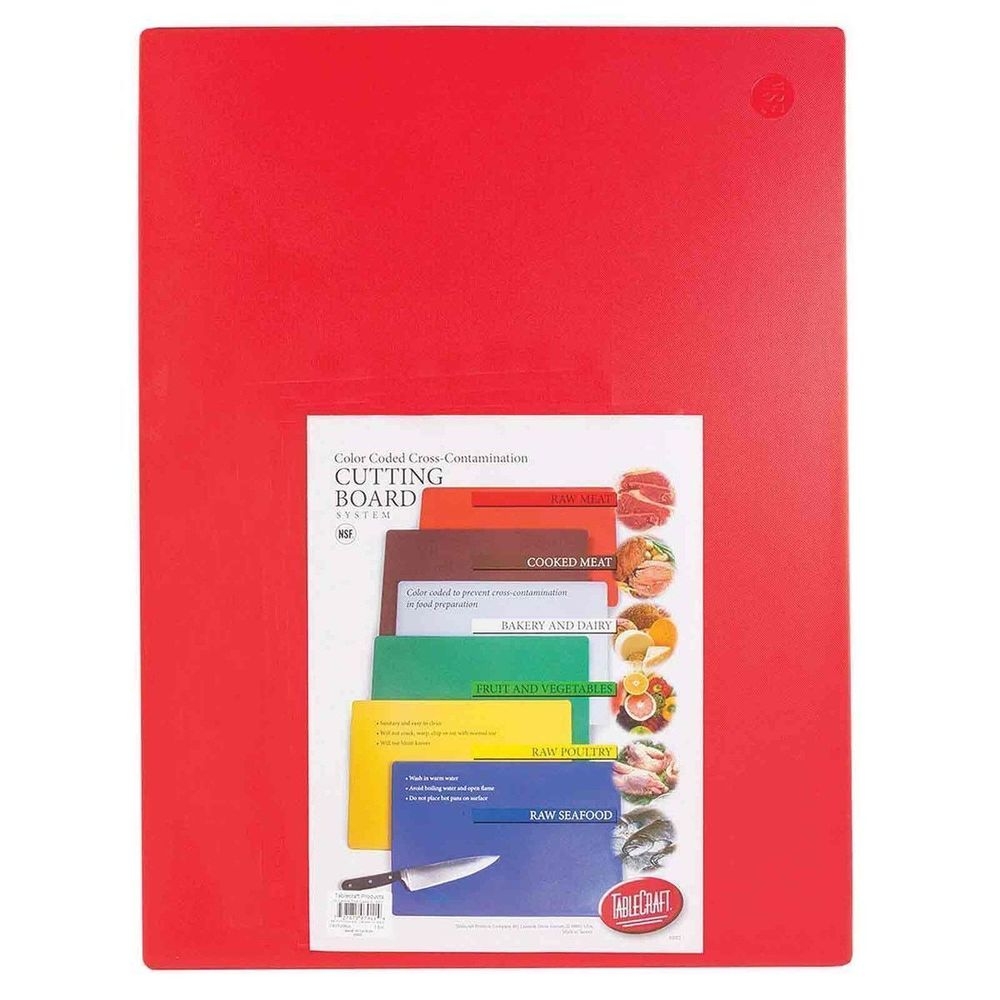 Tablecraft Polyethylene Red Rectangular Cutting Board, 20 x 15 x 0.5 inch