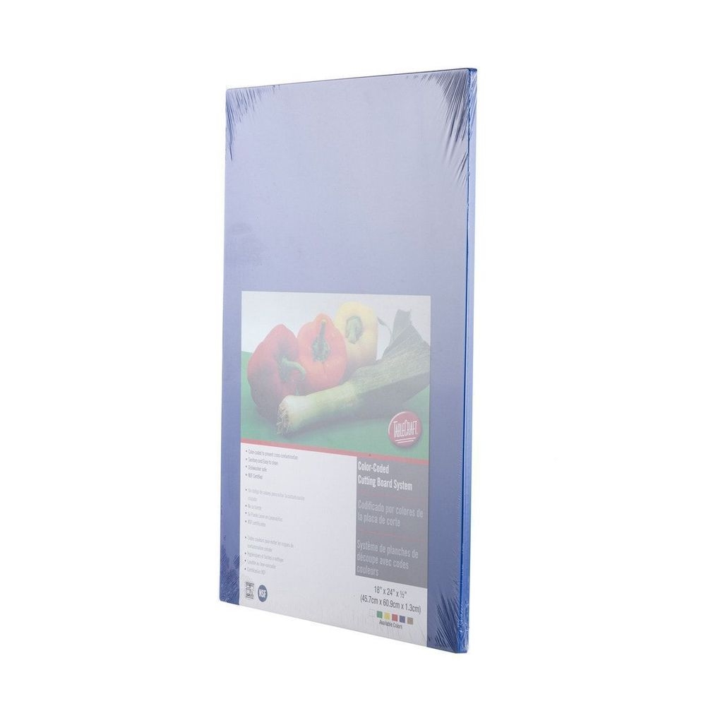 Tablecraft Blue Polyethylene Rectangular Cutting Board, 24 x 18 x 0.5 inch