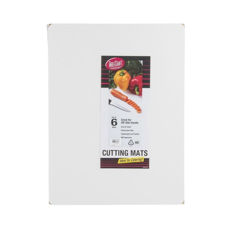 Tablecraft Polyethylene 15 x 20 inch White Flexible Cutting Mat, 6 count