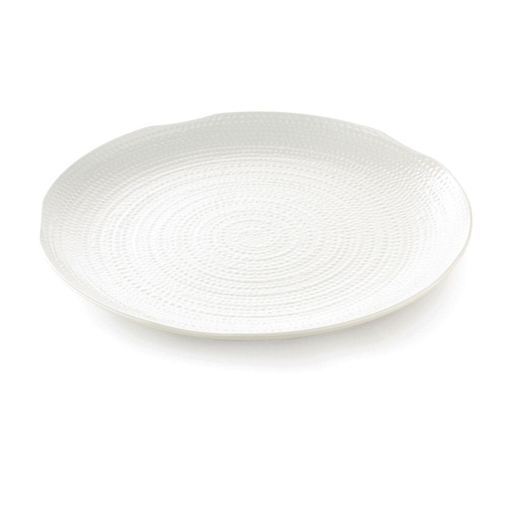 Tablecraft White Melamine Pebbled Pattern Round Serving Tray, 21.75 x 21.75 x 2.125 inch
