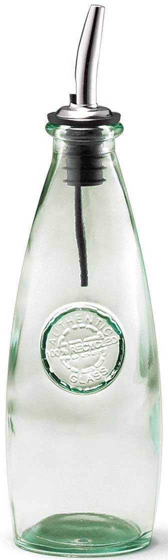 Tablecraft Authentic Collection Recycled Green Glass Oil and Vinegar Bottles with Pourer, 12 Ounce -- 12 per case