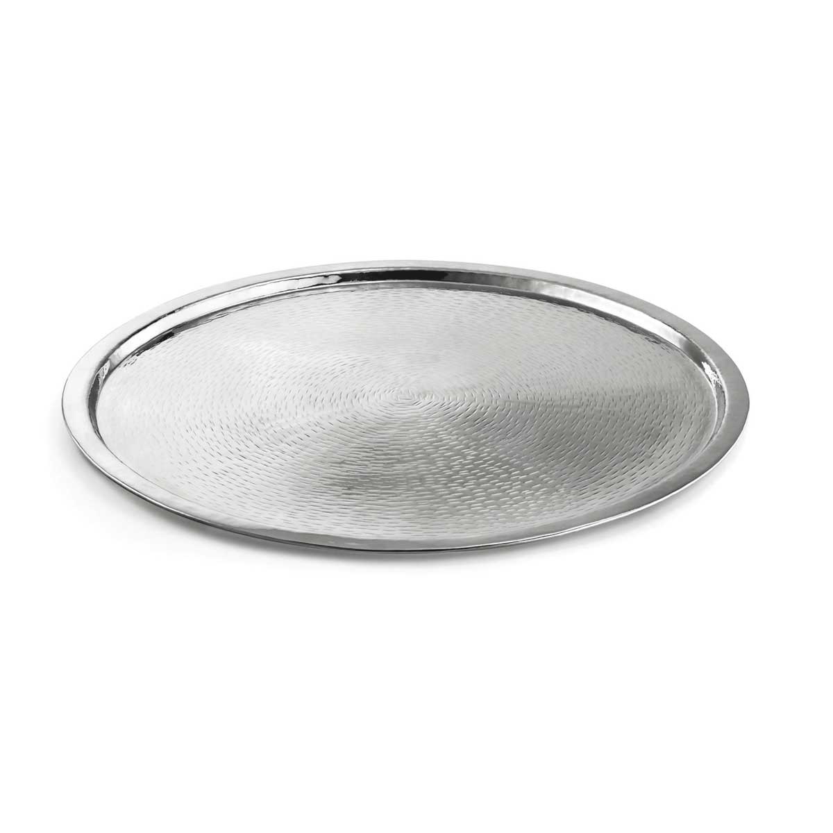 Tablecraft Remington Collection Rice Pattern 18-8 Stainless Steel Round Tray, 21 x 21 x 0.25 inch