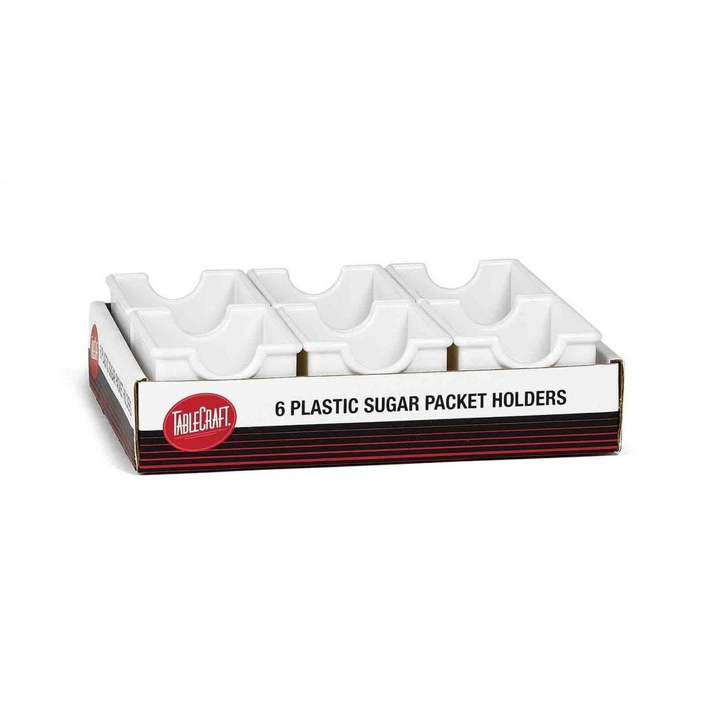 Tablecraft 3.25 x 2.5 x 2 inch San Plastic White Sugar Packet Holder, 6 count