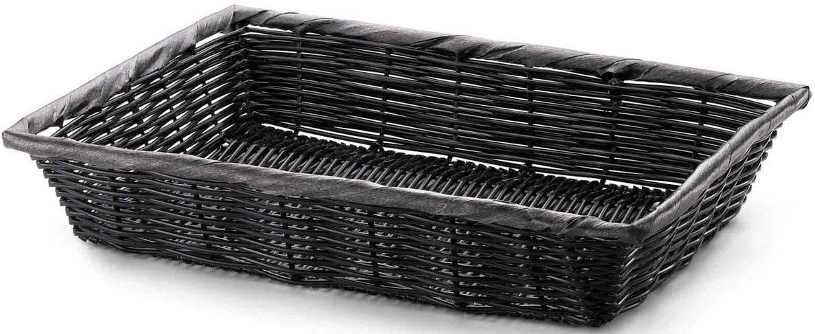 Tablecraft Black Polypropylene Rectangular Handwoven Display Basket, 14 X 10 X 3 Inch -- 6 Per Case