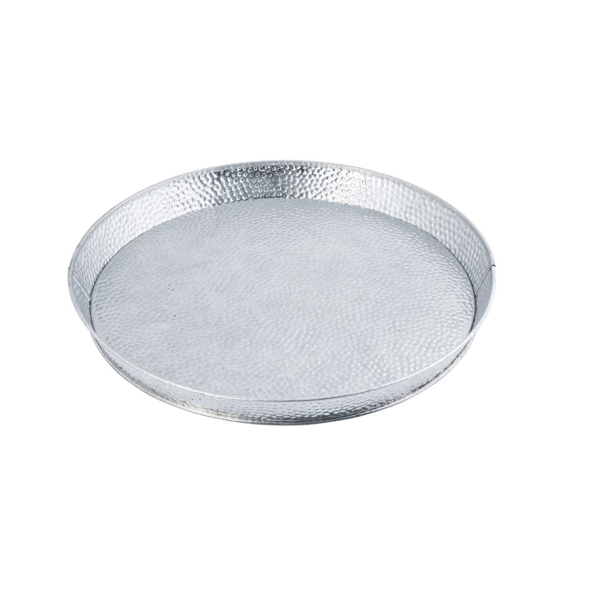 Tablecraft Galvanized Collection Galvanized Steel with Pebble Texture Round Diner Platter, 12.5 x 12.5 x 1.25 inch