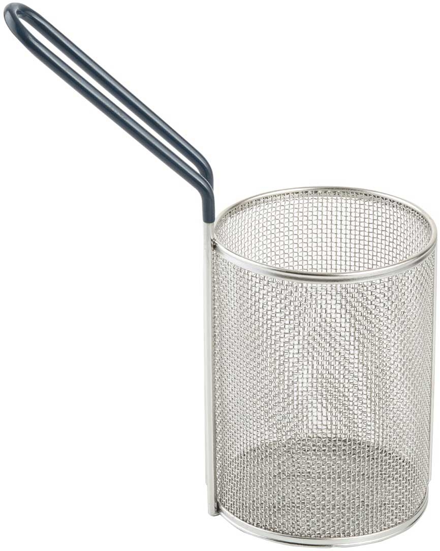 Tablecraft 18/8 Stainless Steel Round Pasta Basket with Blue Cool Touch Vinyl Handle, 8.75 x 4.5 x 10 inch -- 2 per case