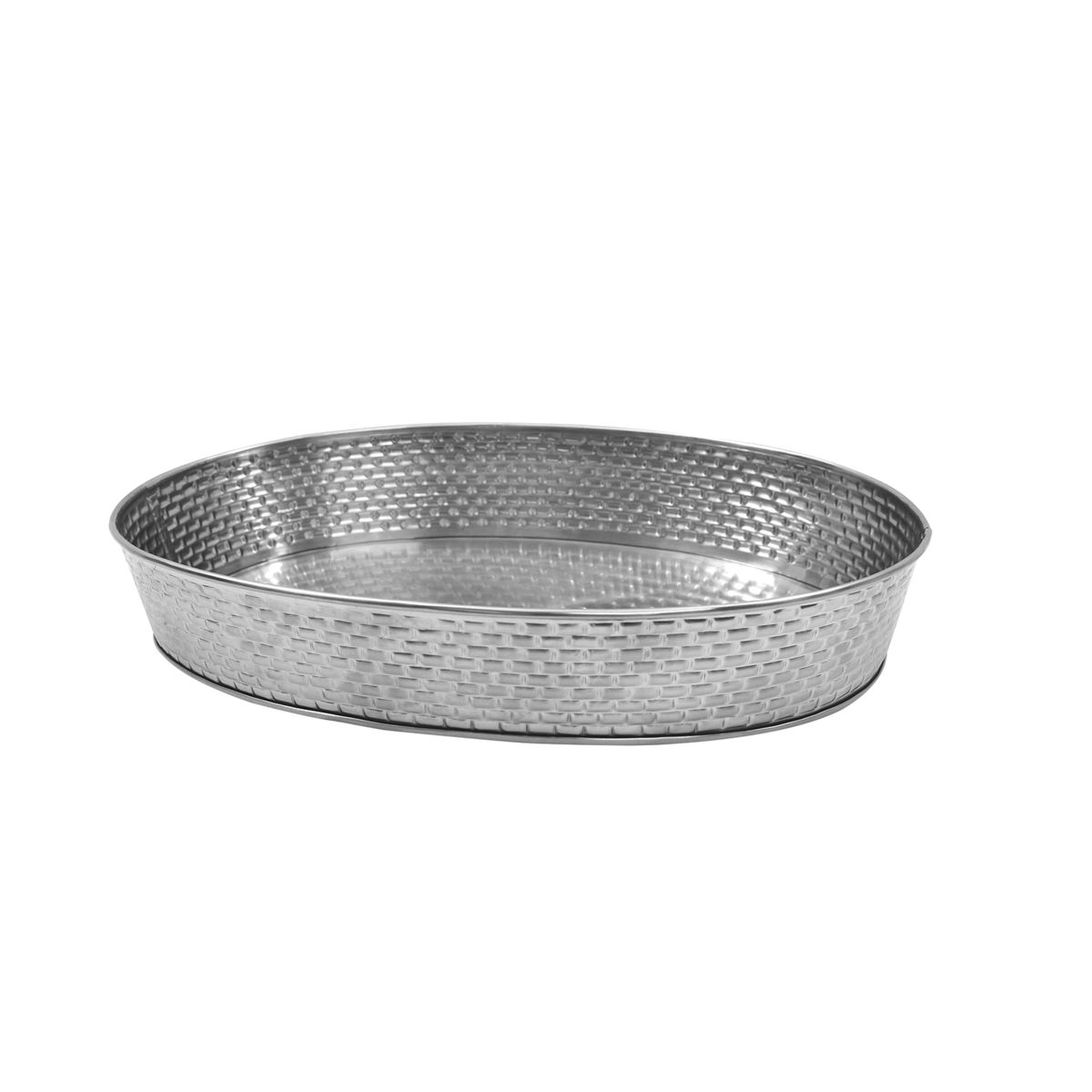 Tablecraft Brickhouse Stainless Steel Brick Pattern Oval Diner Platter, 12 x 9 x 1.87 inch