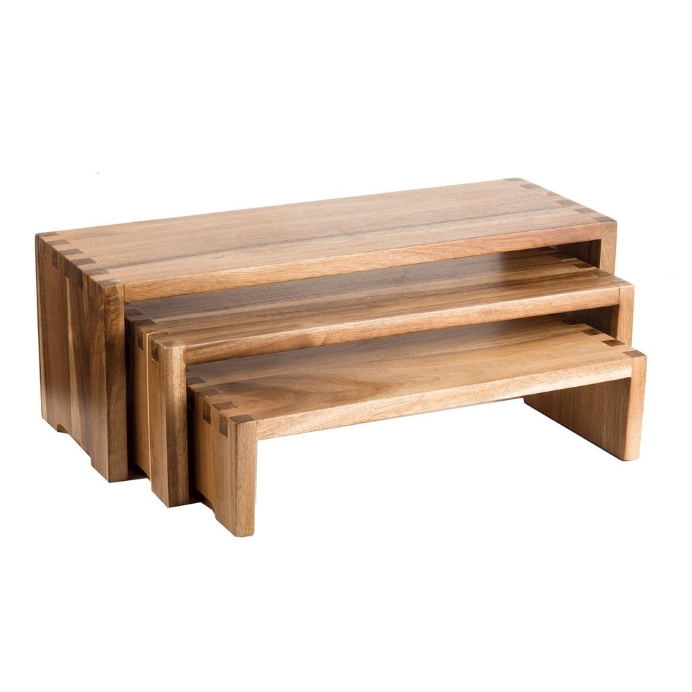 Tablecraft Acacia Wood Cascade Riser Set, set of 3