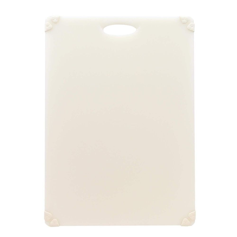 Tablecraft Grippy Polypropylene White Color Coded Cutting Board with TPE Grips, 24 x 18 x 0.625 inch