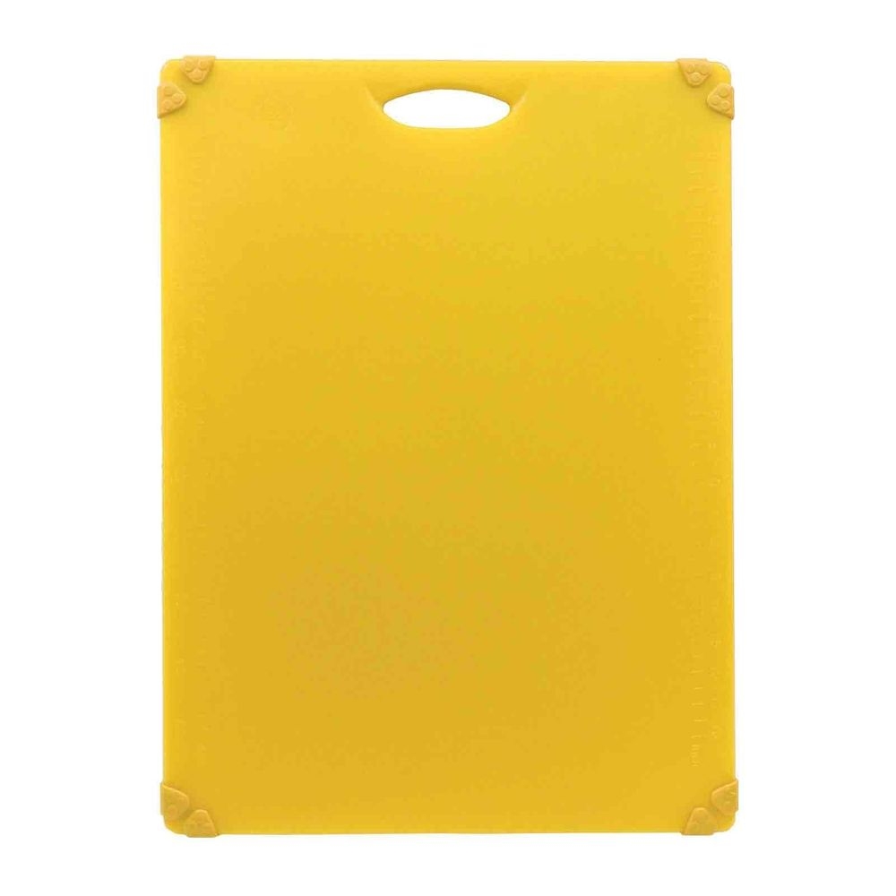 Tablecraft Grippy Polypropylene Yellow Color Coded Cutting Board with TPE Grips, 24 x 18 x 0.625 inch