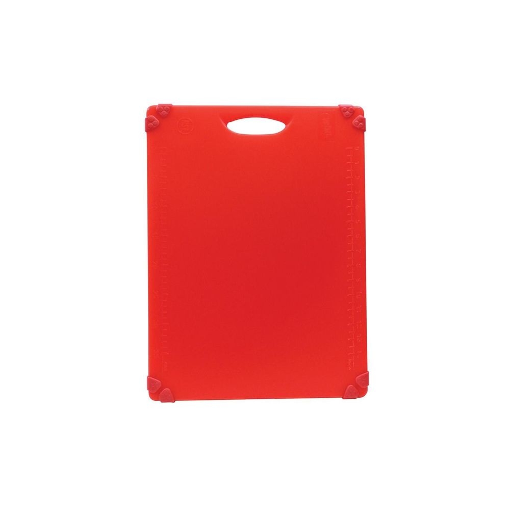 Tablecraft Grippy Polypropylene Red Color Coded Cutting Board with TPE Grips, 20 x 15 x 0.625 inch