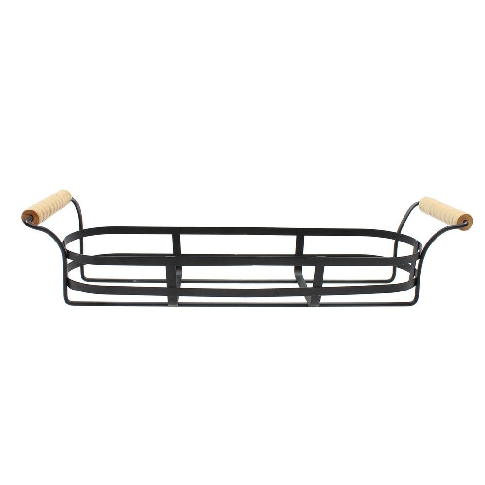 Tablecraft Black Coated Wire Jar Holder with Wood Handle, 18.25 x 5 x 4.25 inch
