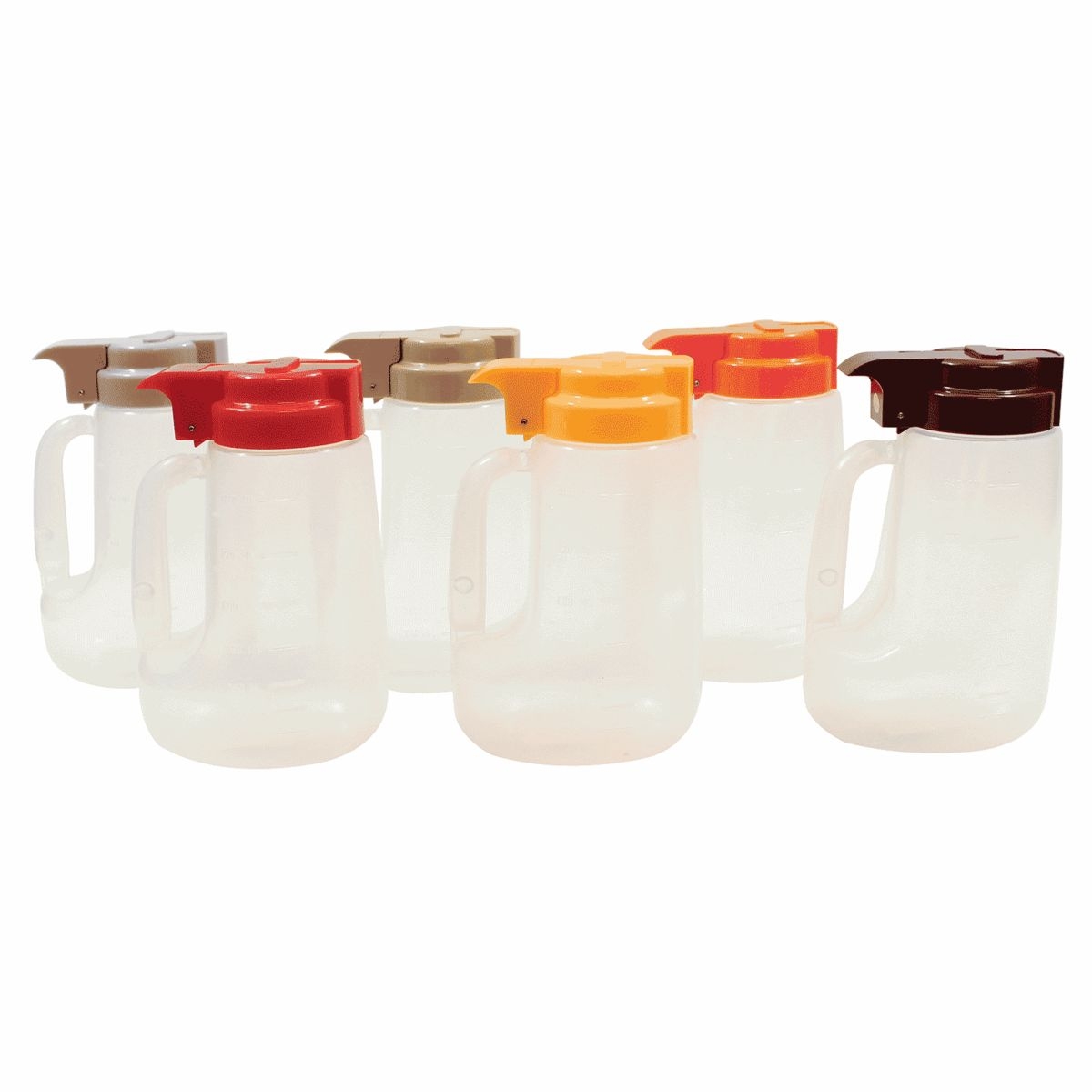 Tablecraft Clarified Polypropylene with Assorted ABS Top Option Condiment Dispenser, 32 Ounce -- 6 per case.