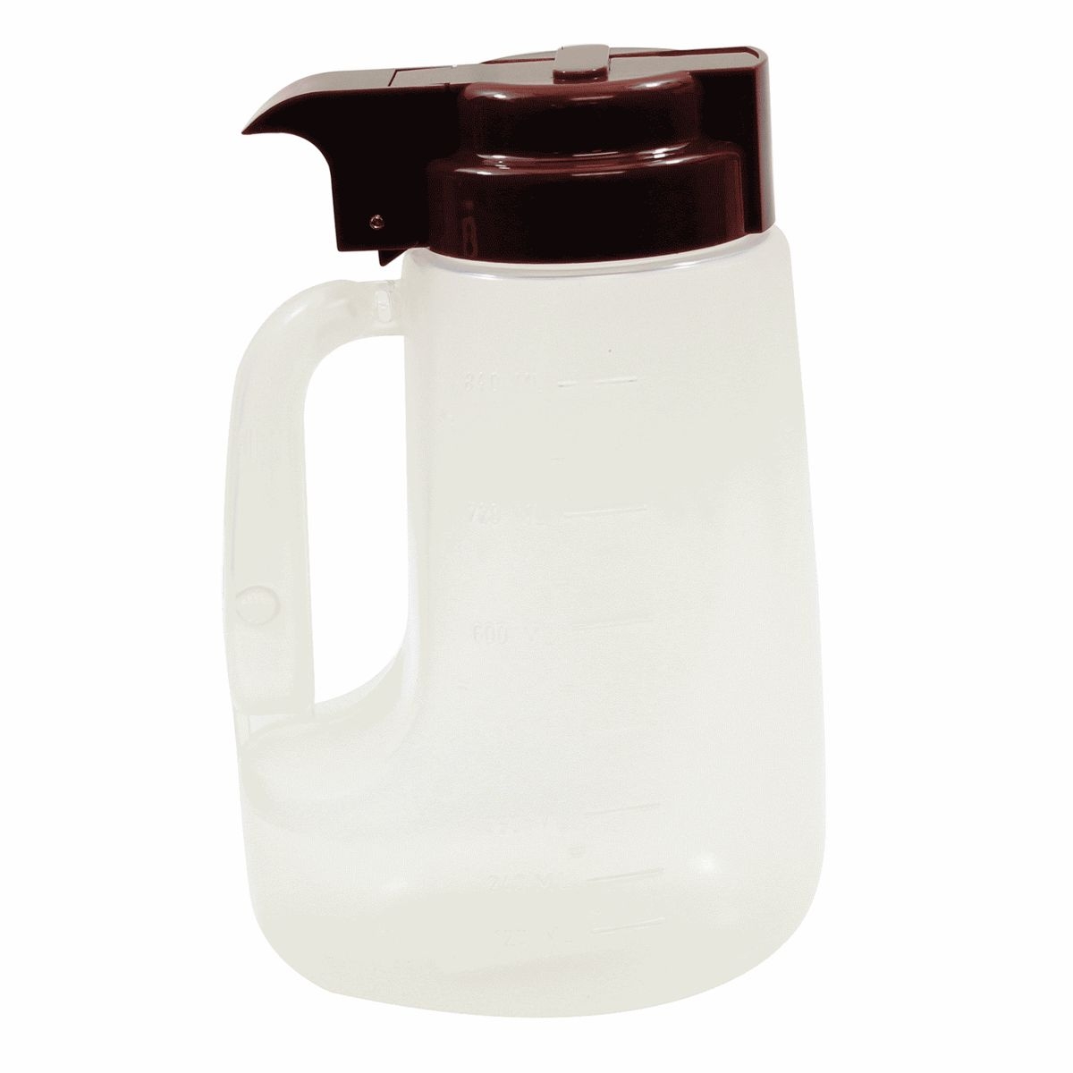 Tablecraft Clarified Polypropylene with Maroon ABS Top Option Condiment Dispenser, 32 Ounce -- 6 per case.