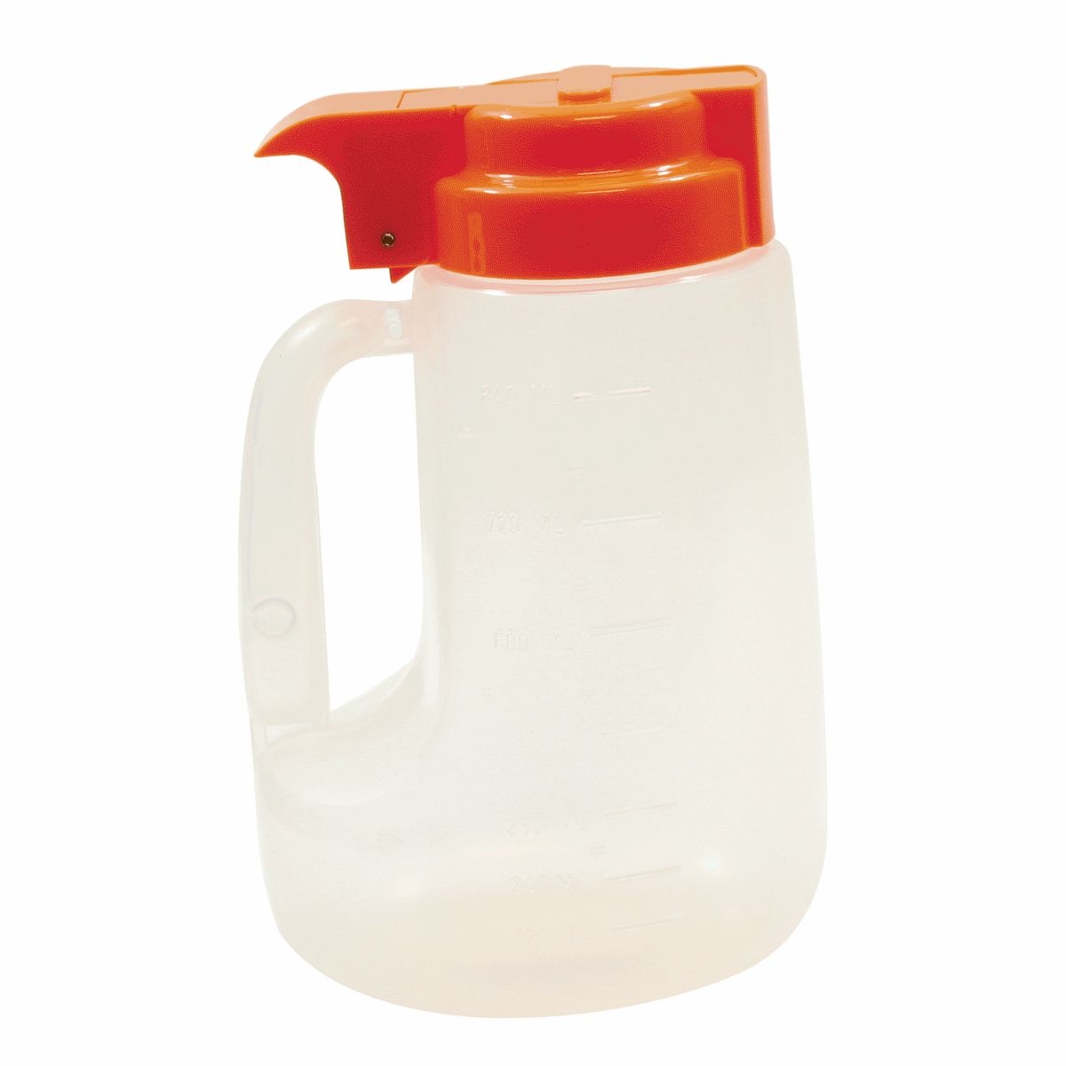 Tablecraft Clarified Polypropylene with Orange ABS Top Option Condiment Dispenser, 32 Ounce -- 6 per case.