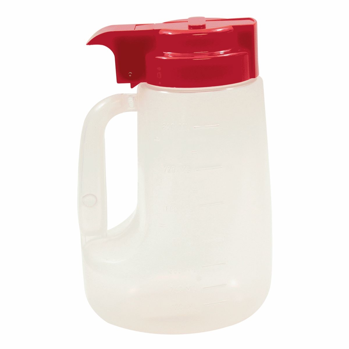 Tablecraft Clarified Polypropylene with Red ABS Top Option Condiment Dispenser, 32 Ounce -- 6 per case.