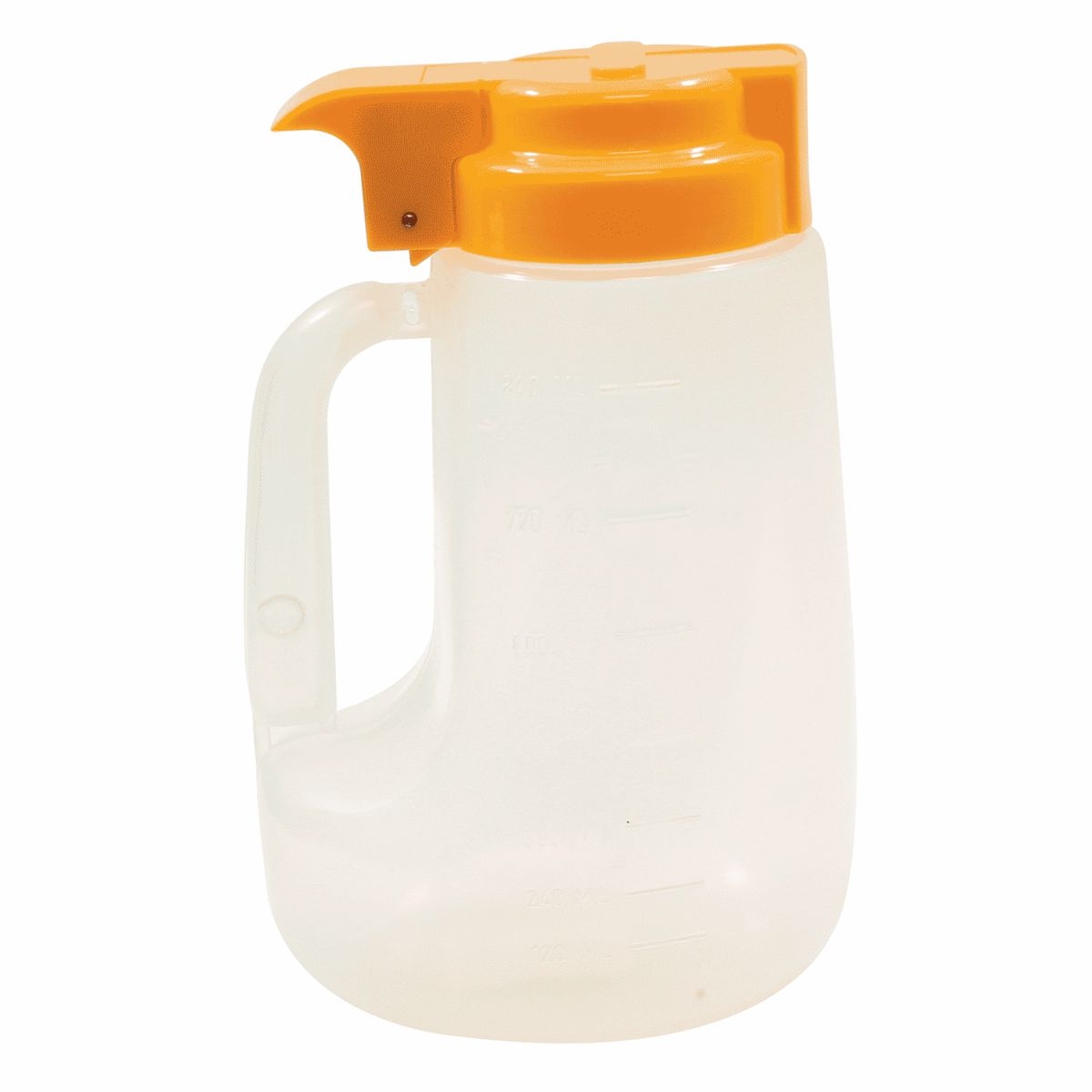 Tablecraft Clarified Polypropylene with Yellow ABS Top Option Condiment Dispenser, 32 Ounce -- 6 per case.