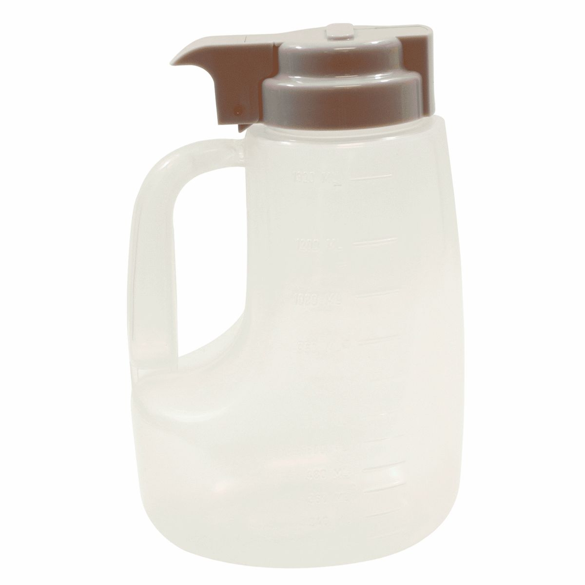 Tablecraft Clarified Polypropylene with Gray ABS Top Option Condiment Dispenser, 48 Ounce -- 6 per case.