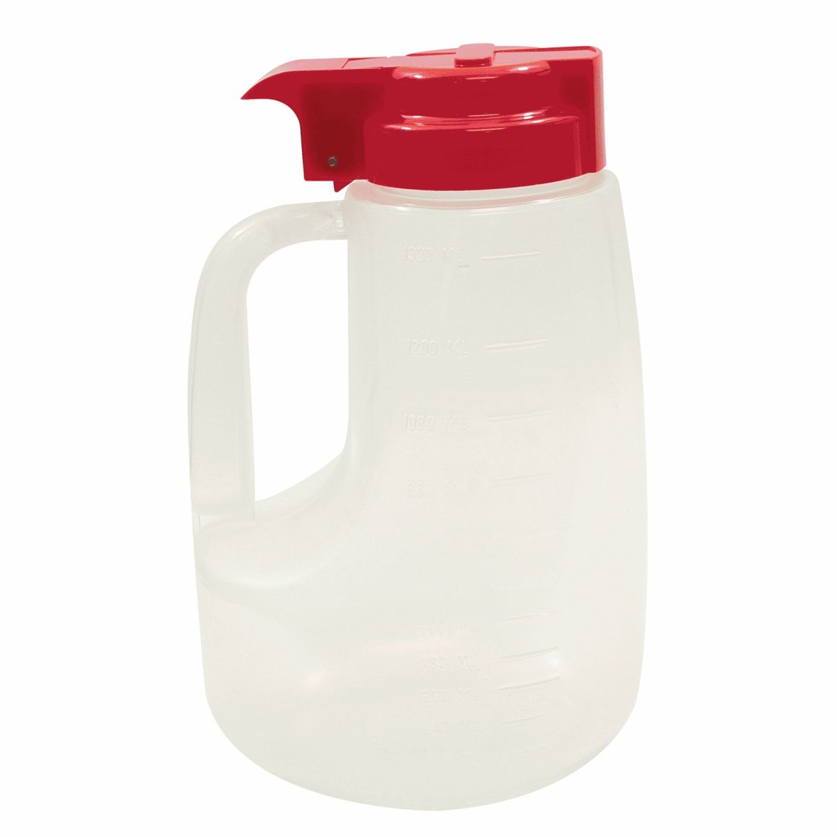 Tablecraft Clarified Polypropylene with Red ABS Top Option Condiment Dispenser, 48 Ounce -- 6 per case.