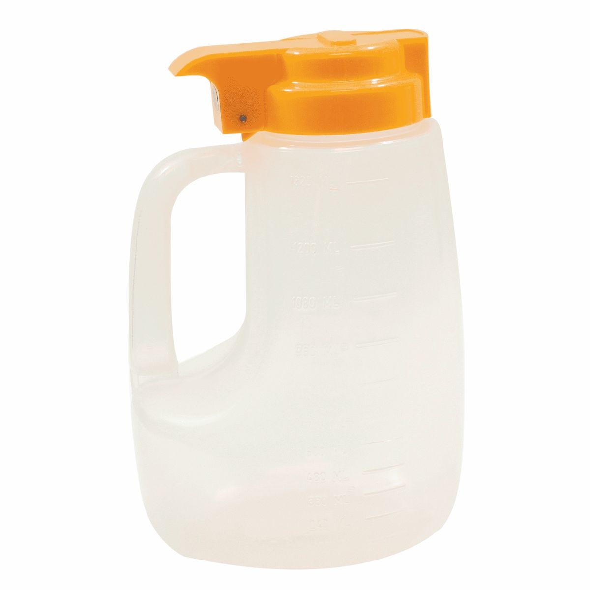 Tablecraft Clarified Polypropylene with Yellow ABS Top Option Condiment Dispenser, 48 Ounce -- 6 per case.