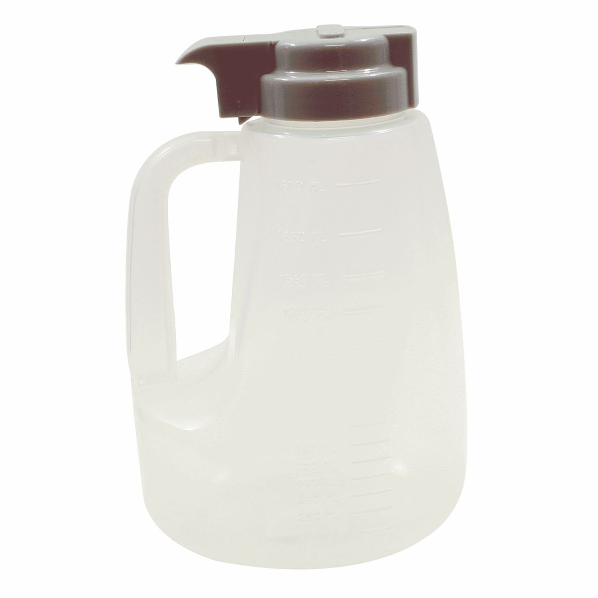 Tablecraft Clarified Polypropylene with Gray ABS Top Option Condiment Dispenser, 64 Ounce -- 6 per case.