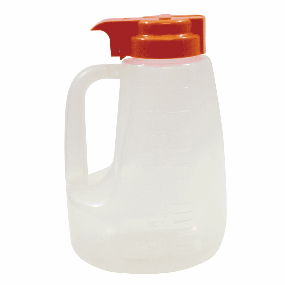 Tablecraft Clarified Polypropylene with Orange ABS Top Option Condiment Dispenser, 64 Ounce -- 6 per case.