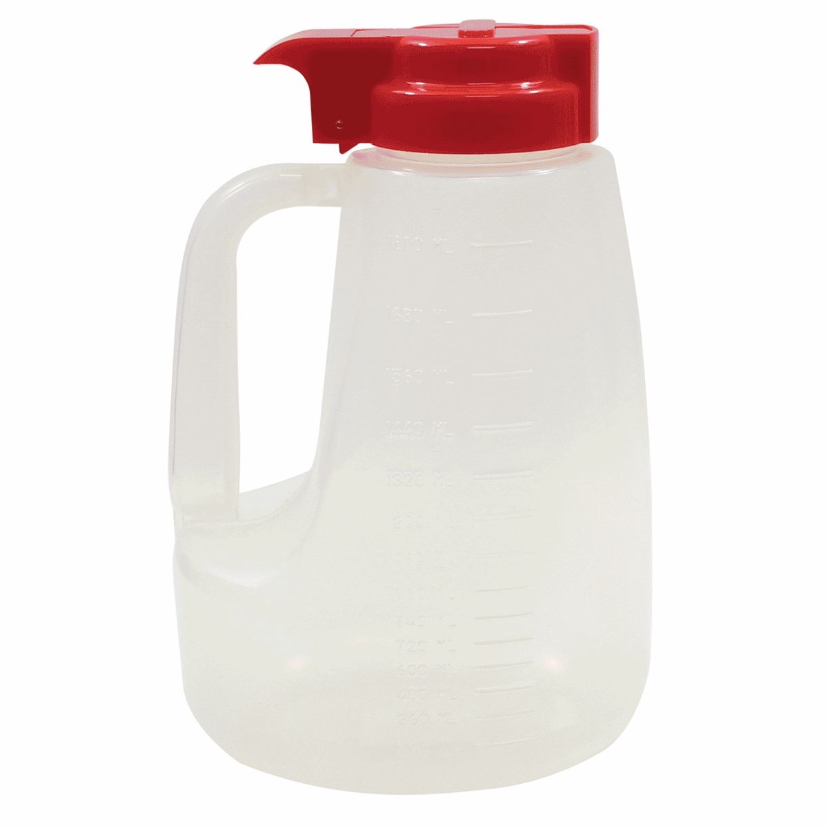 Tablecraft Clarified Polypropylene with Red ABS Top Option Condiment Dispenser, 64 Ounce -- 6 per case.