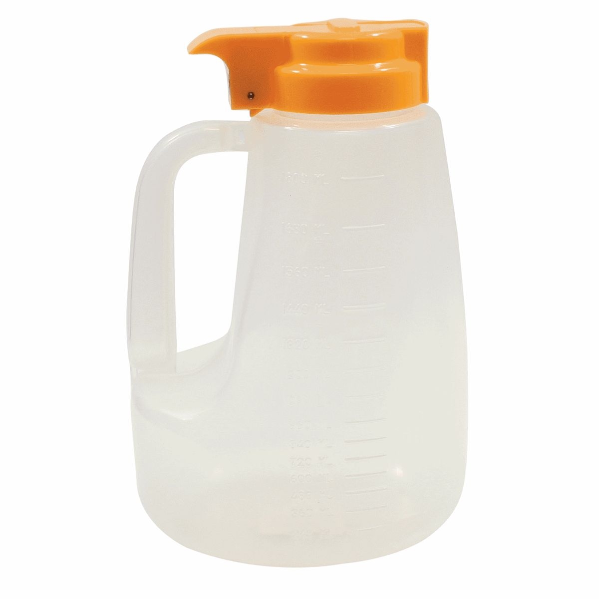 Tablecraft Clarified Polypropylene with Yellow ABS Top Option Condiment Dispenser, 64 Ounce -- 6 per case.