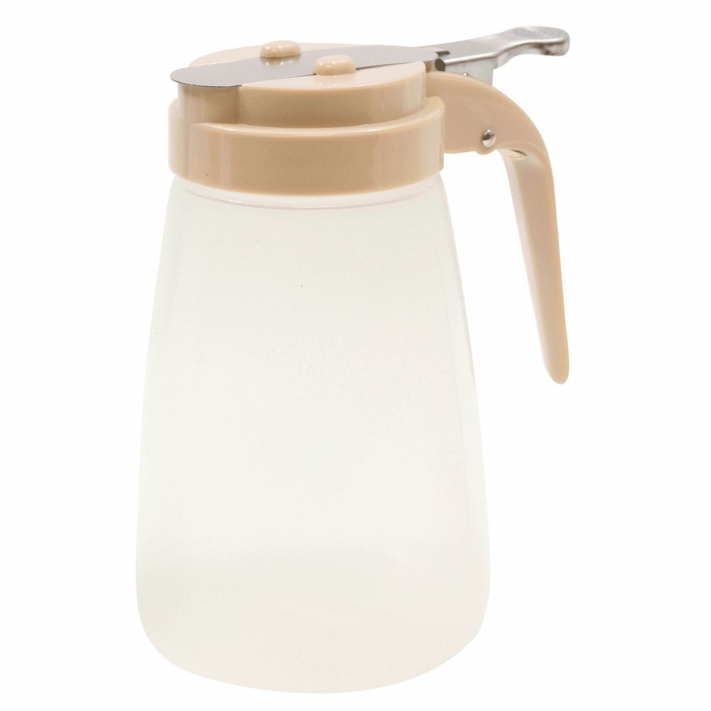 Tablecraft Modern Collection Polypropylene Syrup Dispenser with Almond ABS Top, 10 Ounce Capacity -- 12 per case