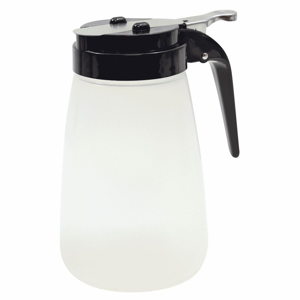 Tablecraft Modern Collection Polypropylene Syrup Dispenser with Black Plastic Top, 10 Ounce Capacity -- 12 per case