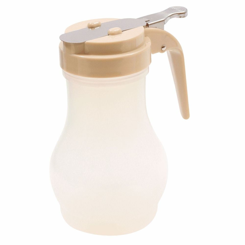 Tablecraft Polypropylene Teardrop Syrup Dispenser with Almond ABS Top, 10 Ounce Capacity -- 12 per case