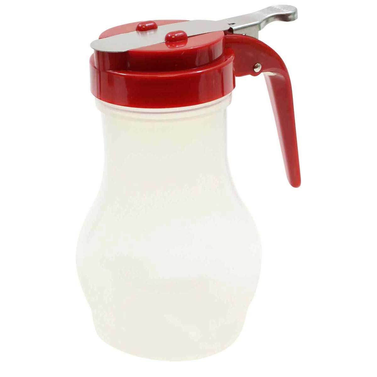 Tablecraft Polypropylene Teardrop Syrup Dispenser with Red ABS Top, 10 Ounce -- 12 per case