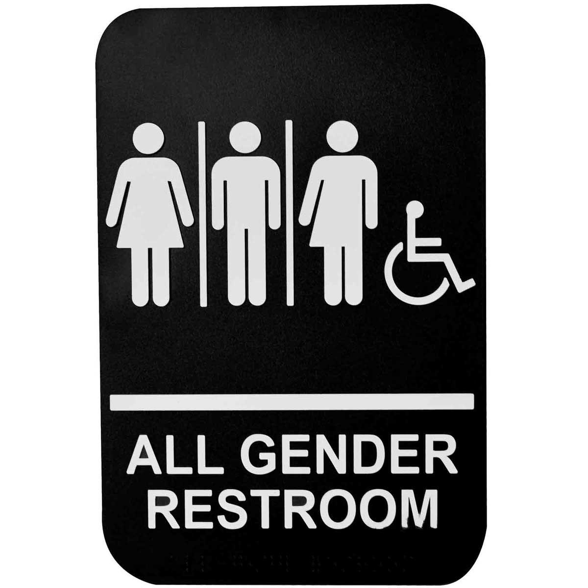 Tablecraft Gender Neutral Handicap Accessible ADA Complaint Braille Sign, 6 x 0.125 x 9 inch