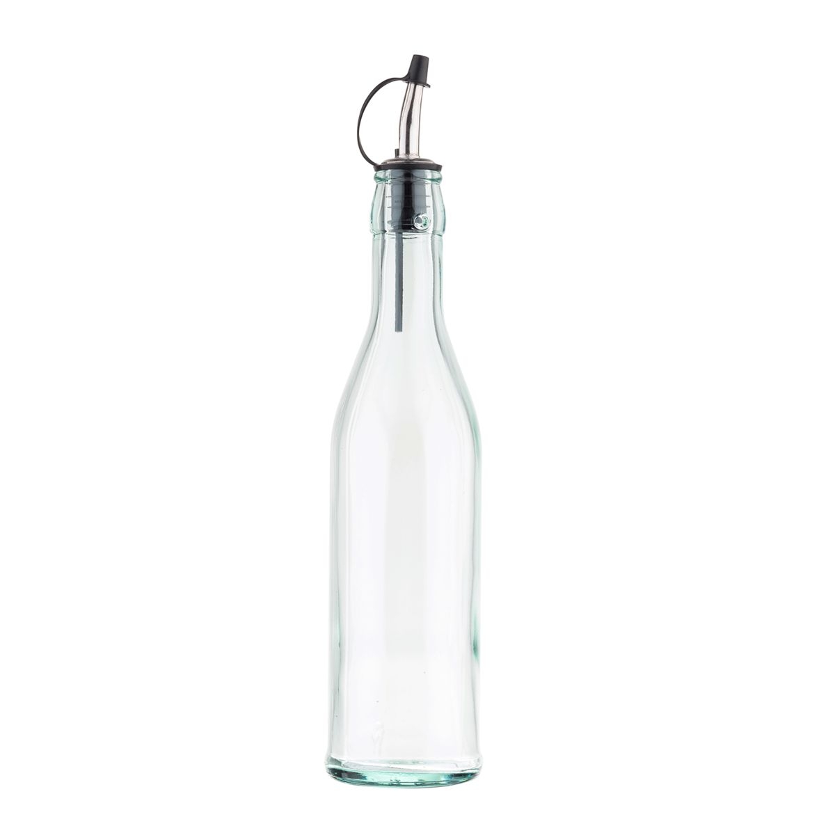 Tablecraft Tethered Cap Green Tinted Bottle with Stainless Steel Pourer, 17 Ounce -- 6 per case.