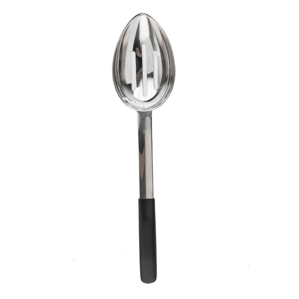 Tablecraft Anti Microbial Black Vinyl Coated Stainless Steel Slotted Spoon, 4 Ounce Capacity