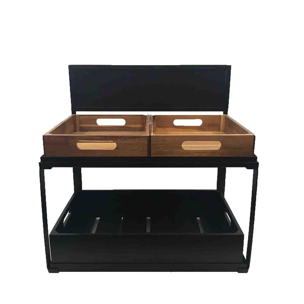 Tablecraft Black Powder Coated Steel Tiered Frame for Gastronorm Crates, , 21.5 x 13.5 x 22.25 inch