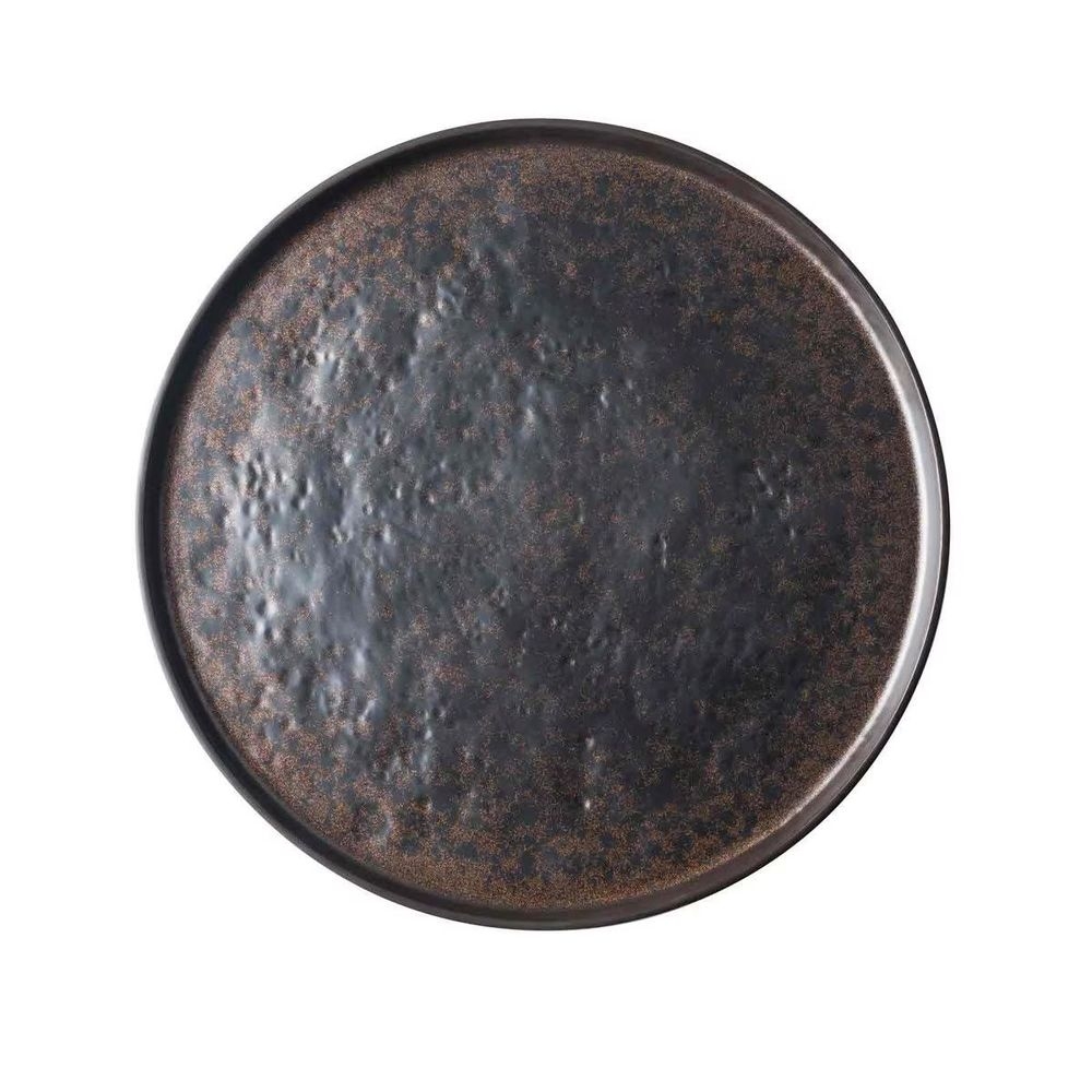 Tablecraft Lunara Collection Round Brown Melamine Platter, 14 x 14 x 0.875 inch