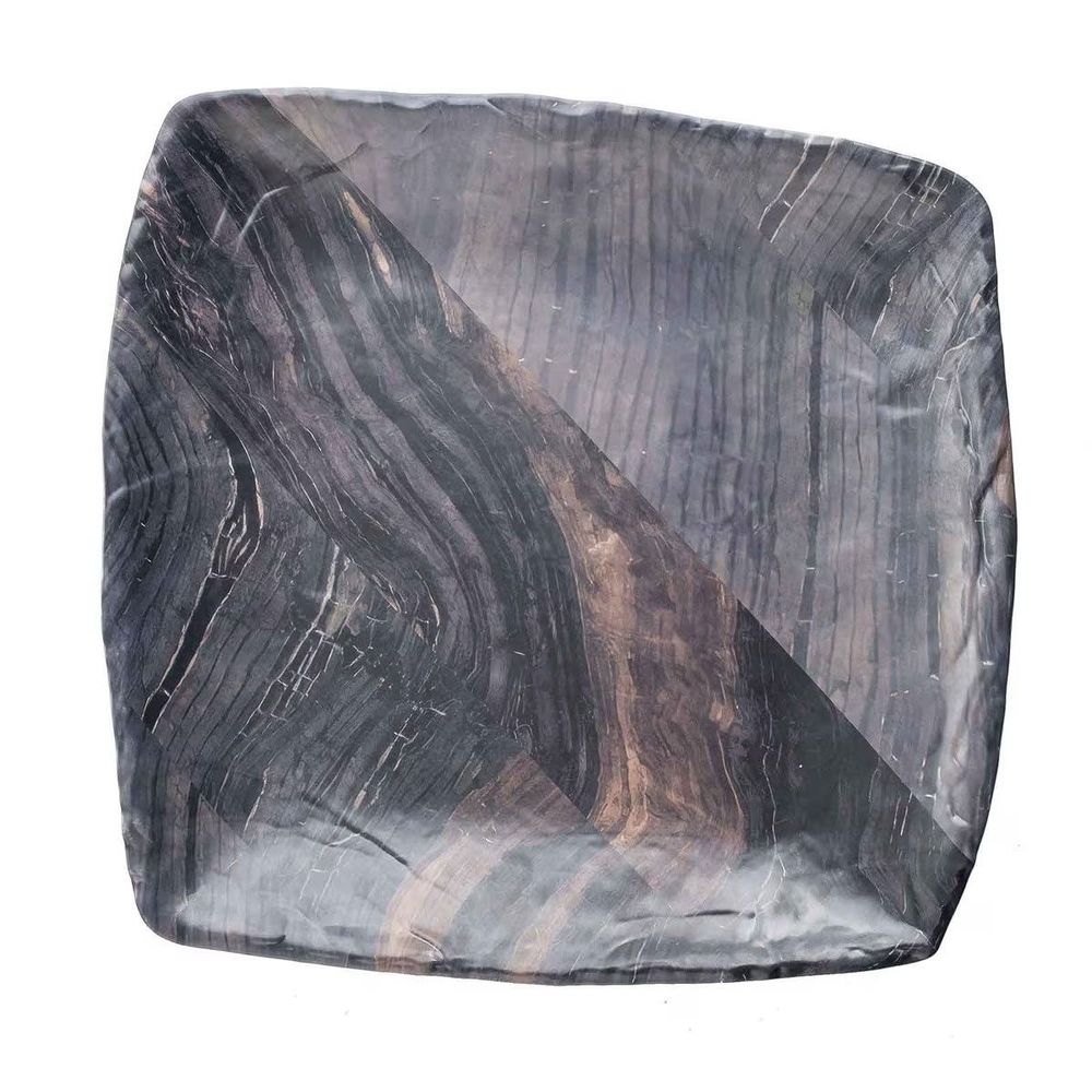 Tablecraft Barnwood Collection Melamine Medium Square Platter, 11.75 x 11.5 x 1.375 inch