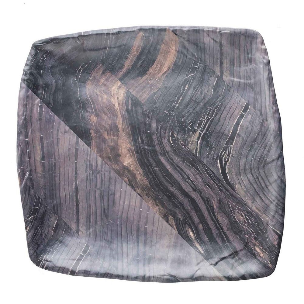 Tablecraft Barnwood Collection Melamine Large Square Platter, 15 x 14.5 x 1.375 inch