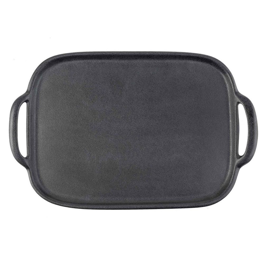Tablecraft Black Melamine Large Rectangular Faux Cast Iron Serving Tray, 20.375 x 13.25 x 1.5 inch