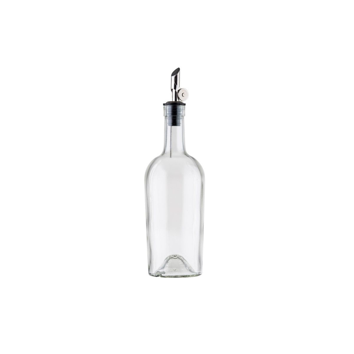 Tablecraft Clear Glass Oil Bottle with Stainless Steel Pourer, 17.5 Ounce -- 12 per case.