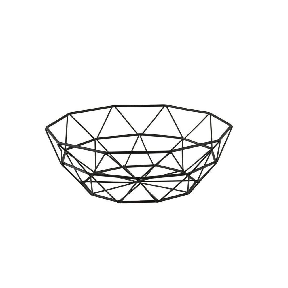 Tablecraft Delta Series Black Powder Coated Steel Round Wire Basket, 10 inch Dia.